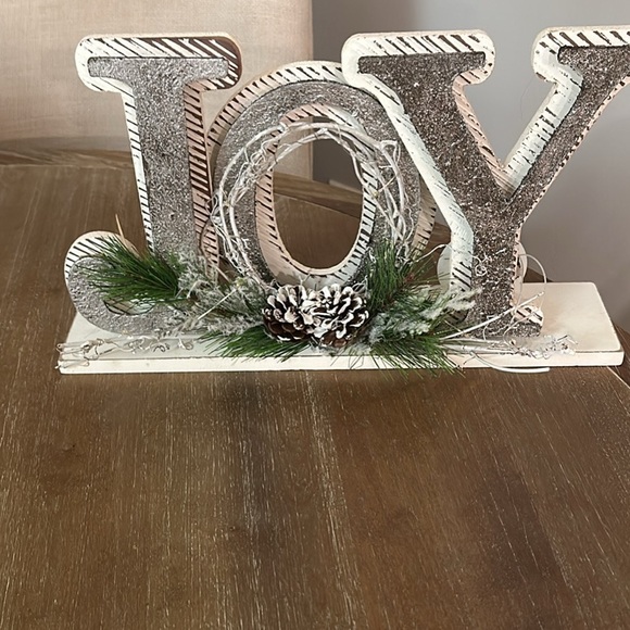 Festive JOY Holiday Decoration with Pine Accents by Pier 1 Imports - Picture 1 of 7